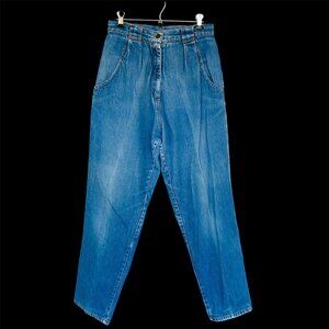 Vtg 1980s Sanroy Tapered Leg Super High Waist Relaxed Mom Jeans Womens Size 34